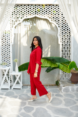 Maroon Co-Ord Set - Lawn