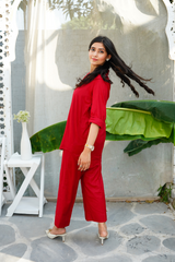 Maroon Co-Ord Set - Lawn
